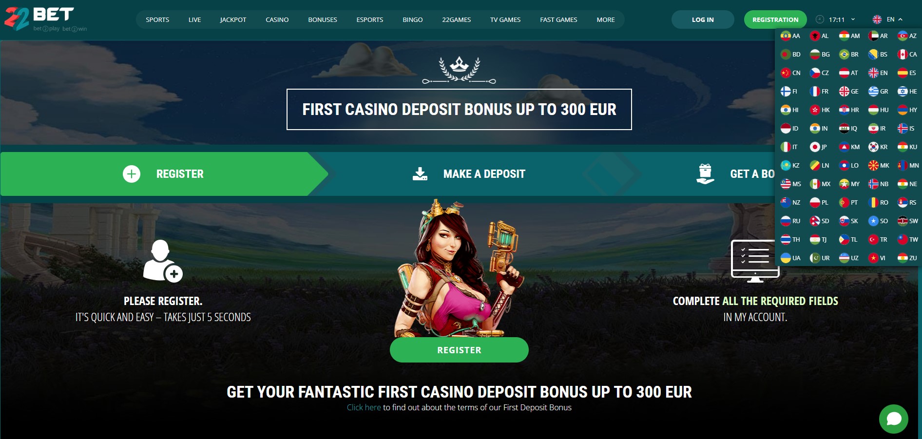 22Bet Casino Welcome Bonus