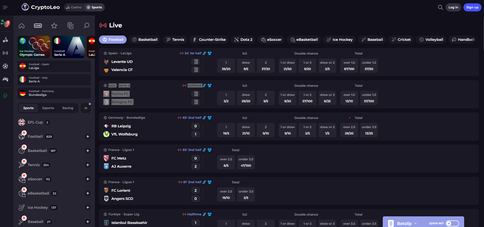 CryptoLeo Live Betting