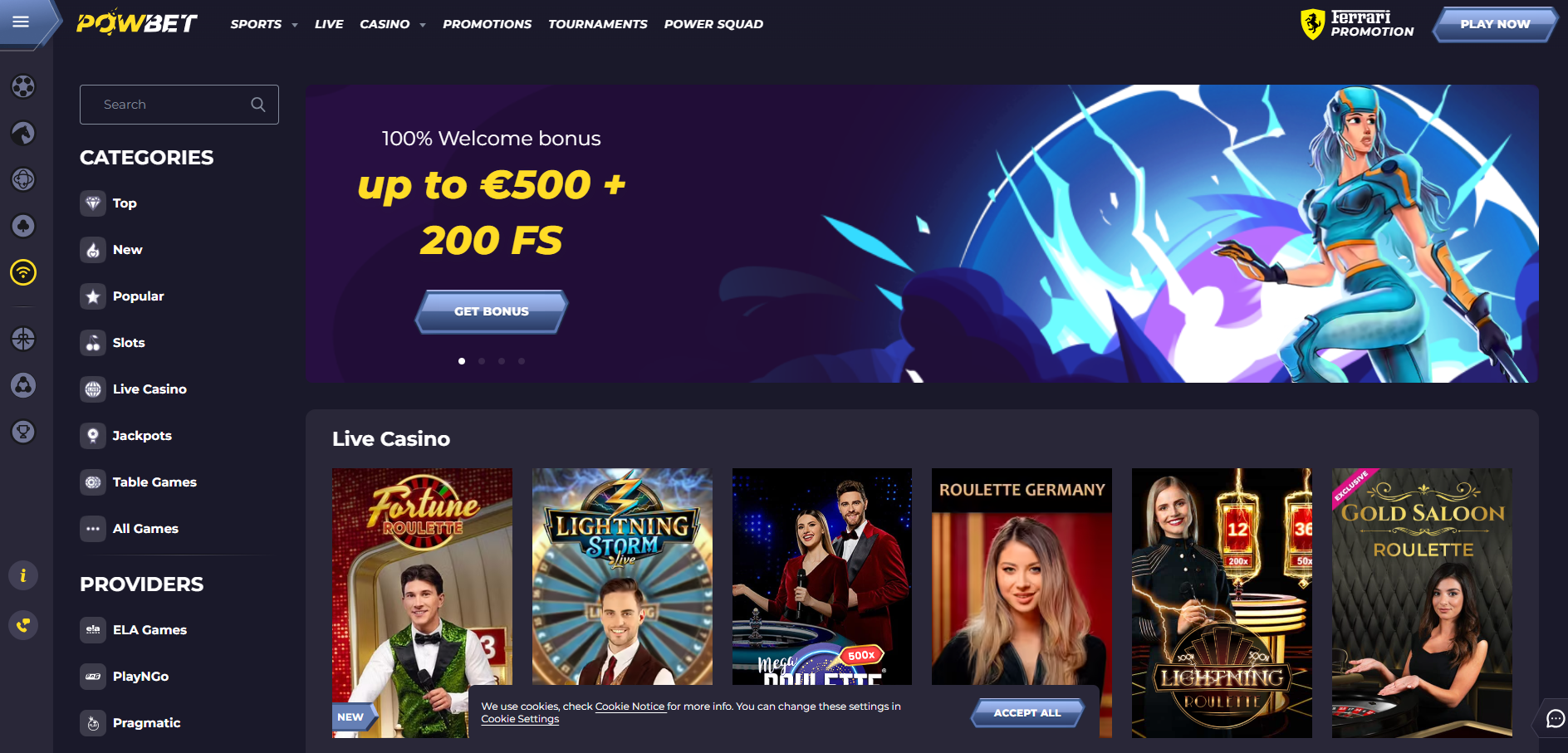 Powbet Live Casino