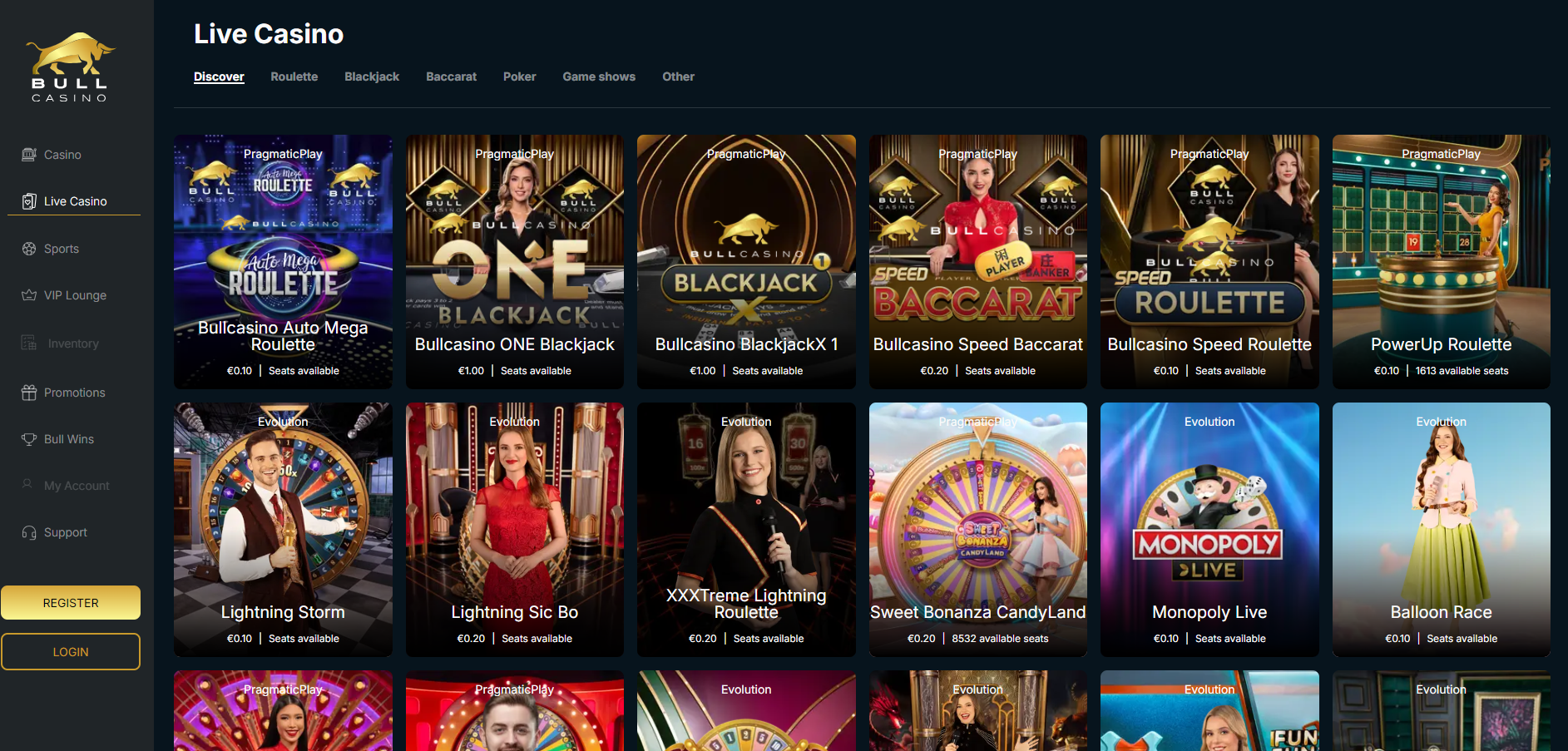 BullCasino Live Casino