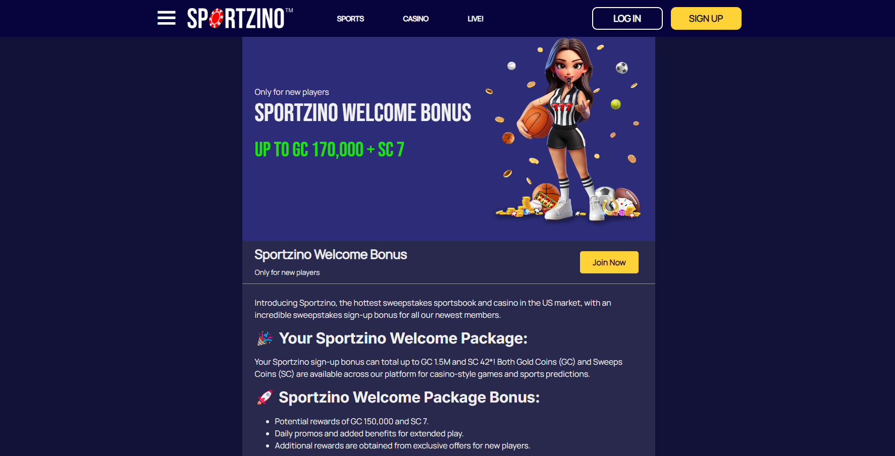 Sportzino Welcome Bonus