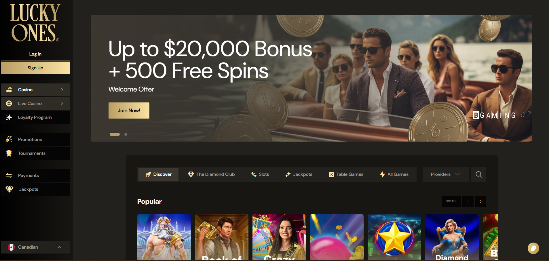 LuckyOnes Home Page