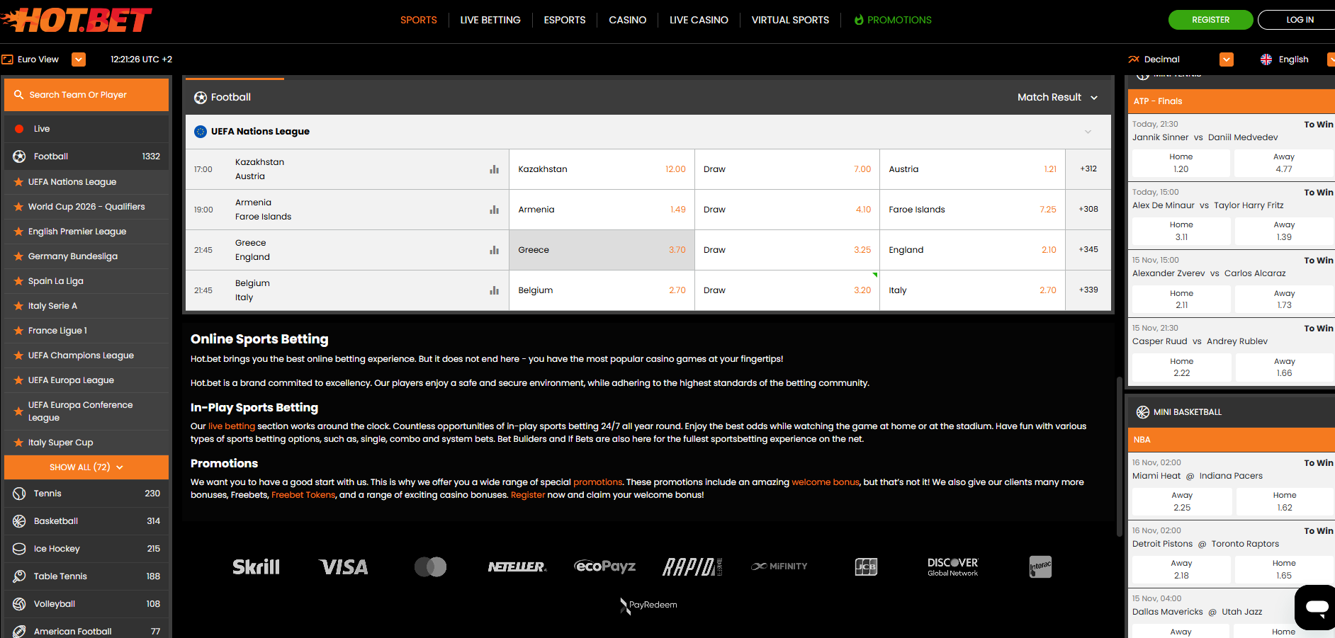 Hotbet Payment Methods