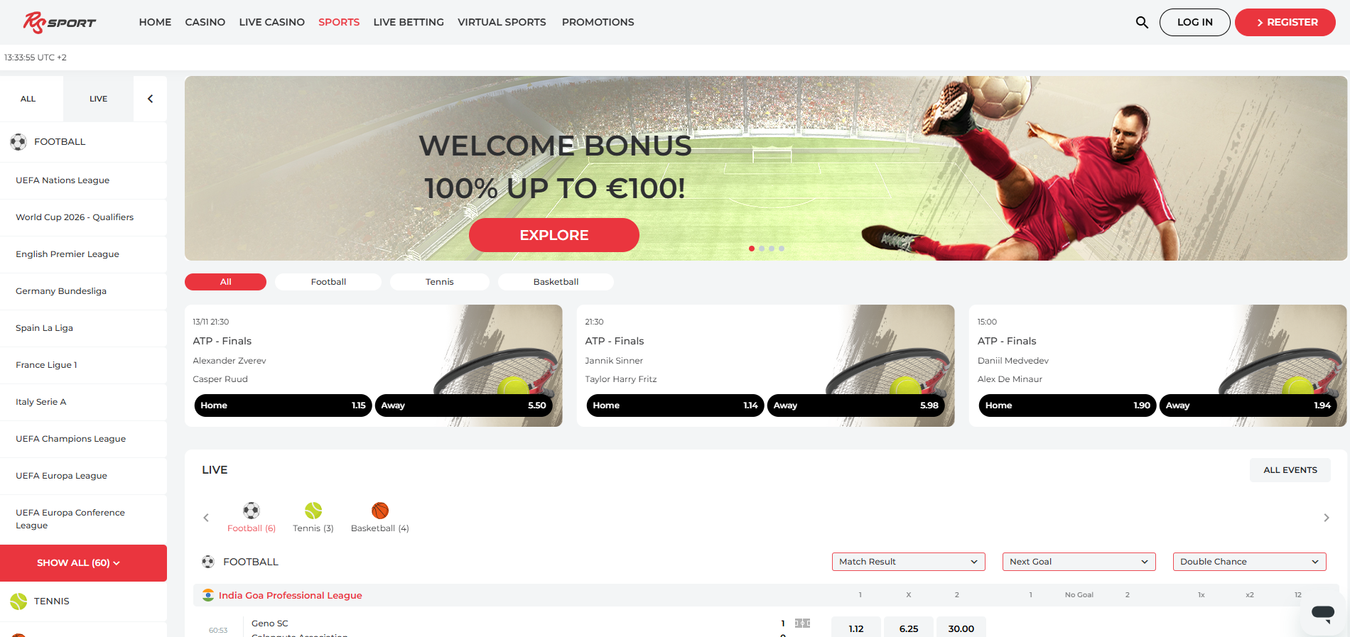 RealSpin Sports Welcome Bonus