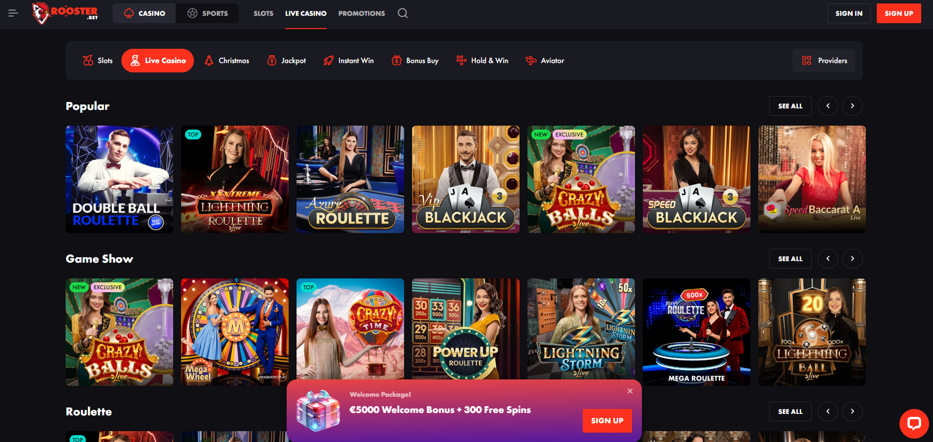 Roosterbet Live Casino