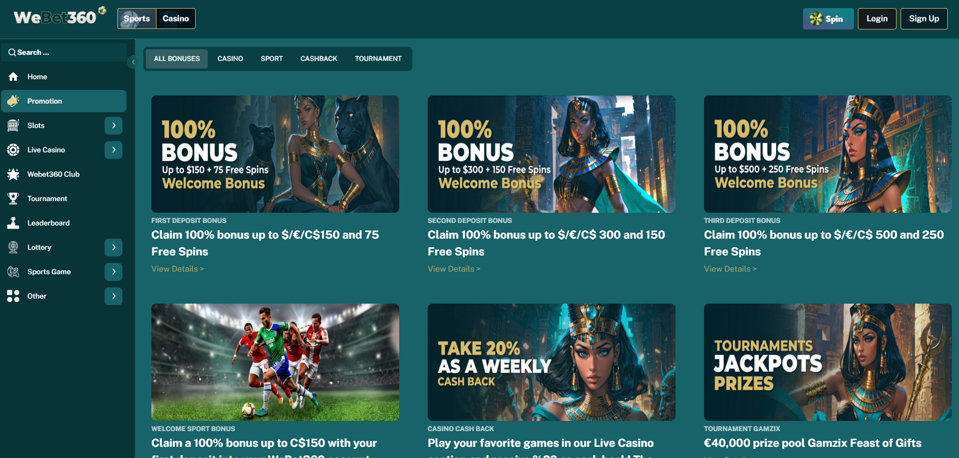 WeBet360 Casino Bonus