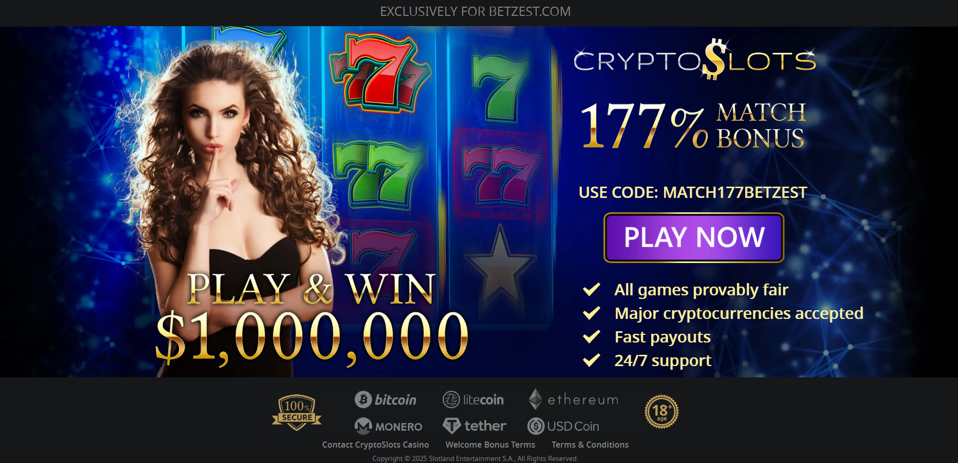 CryptoSlots Exclusive Bonus