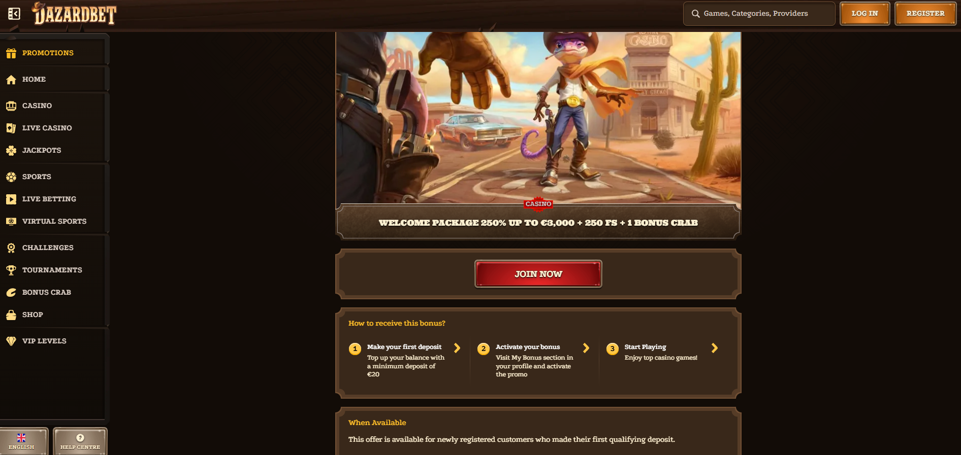Dazardbet Casino Welcome Bonus