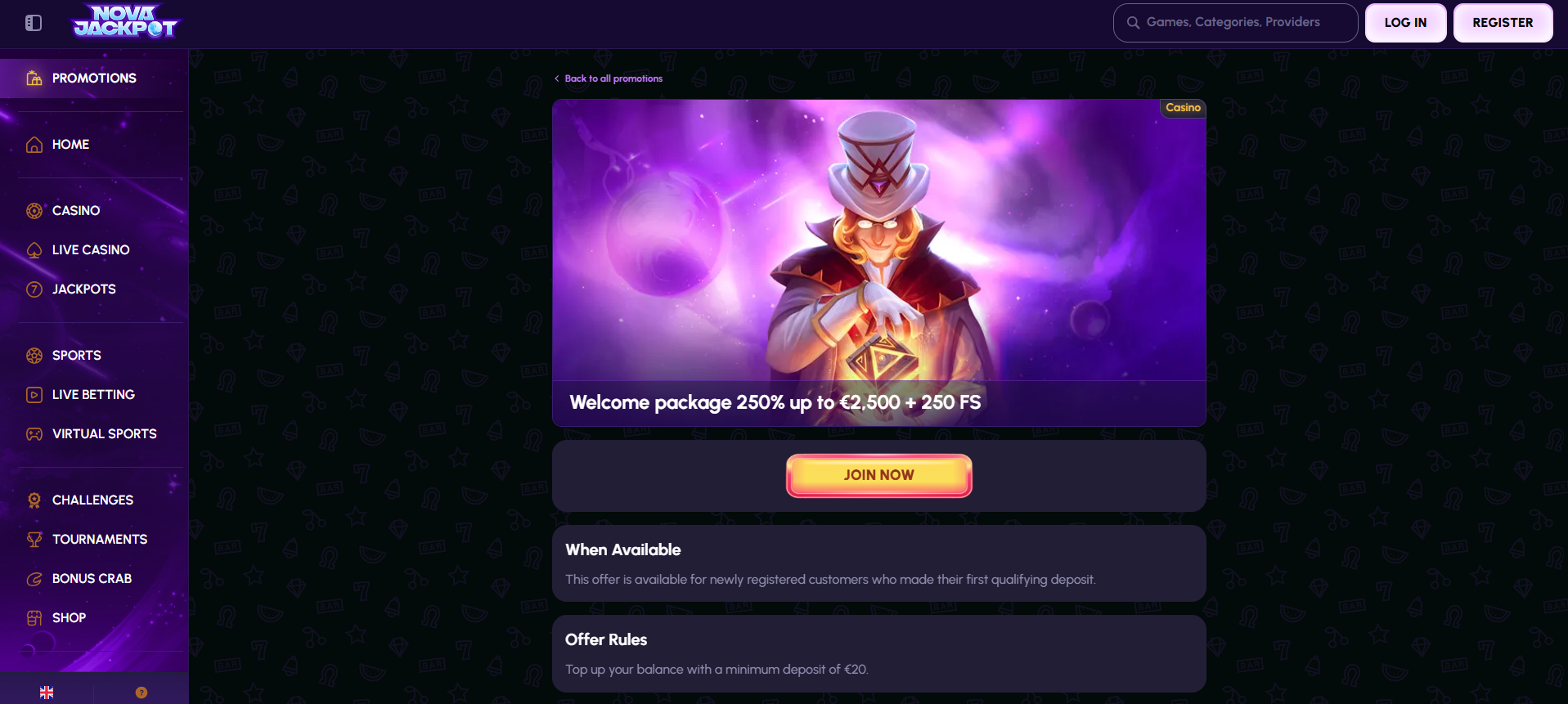 NovaJackpot Casino Bonus