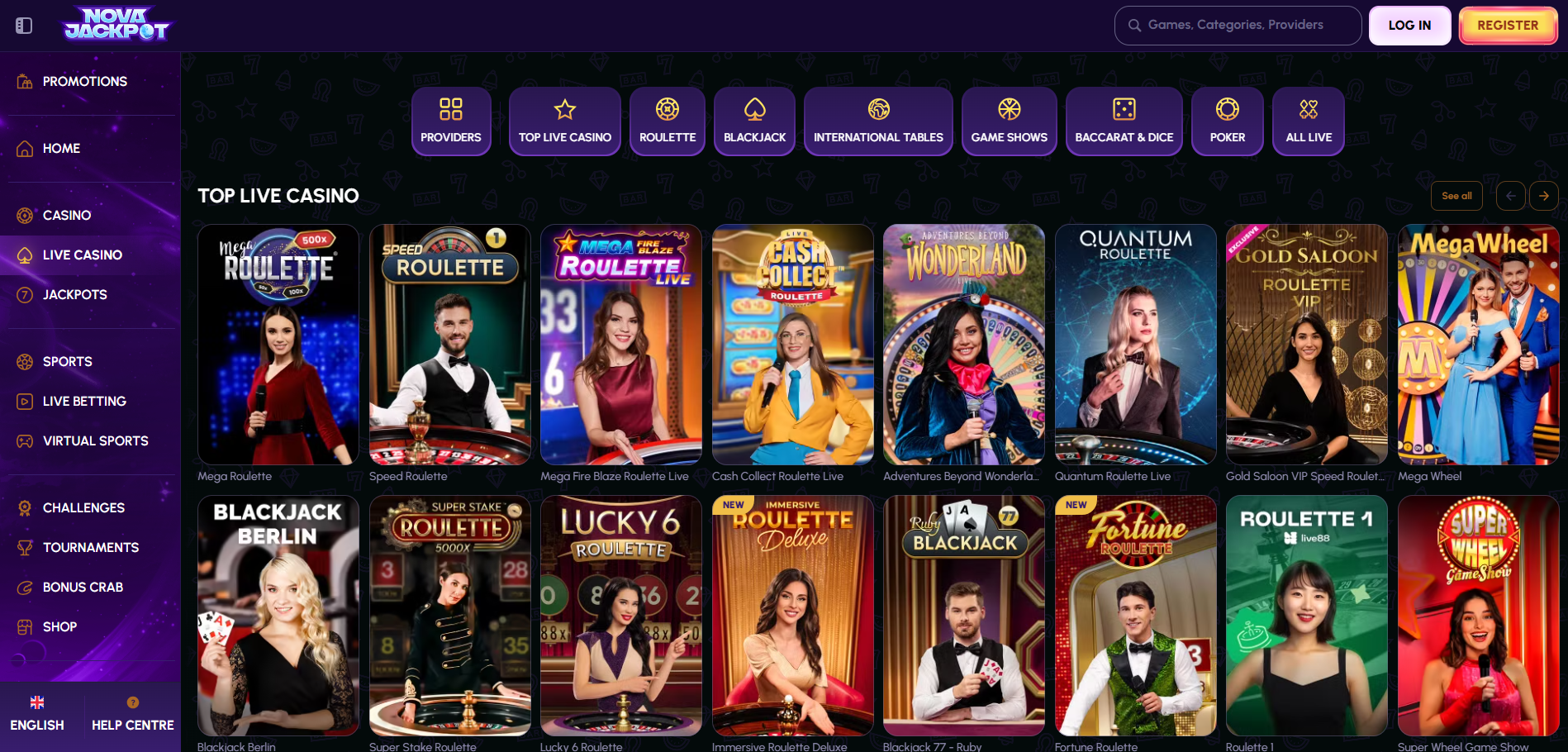 NovaJackpot Live Casino