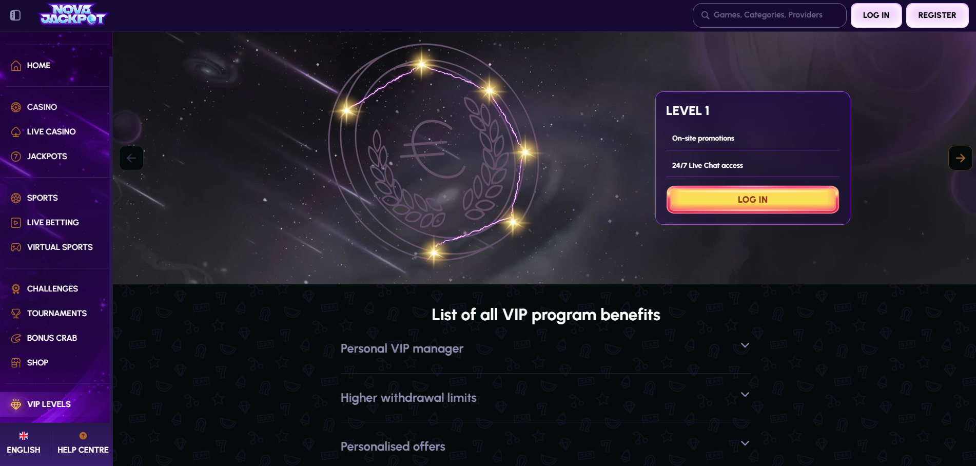 NovaJackpot VIP Program