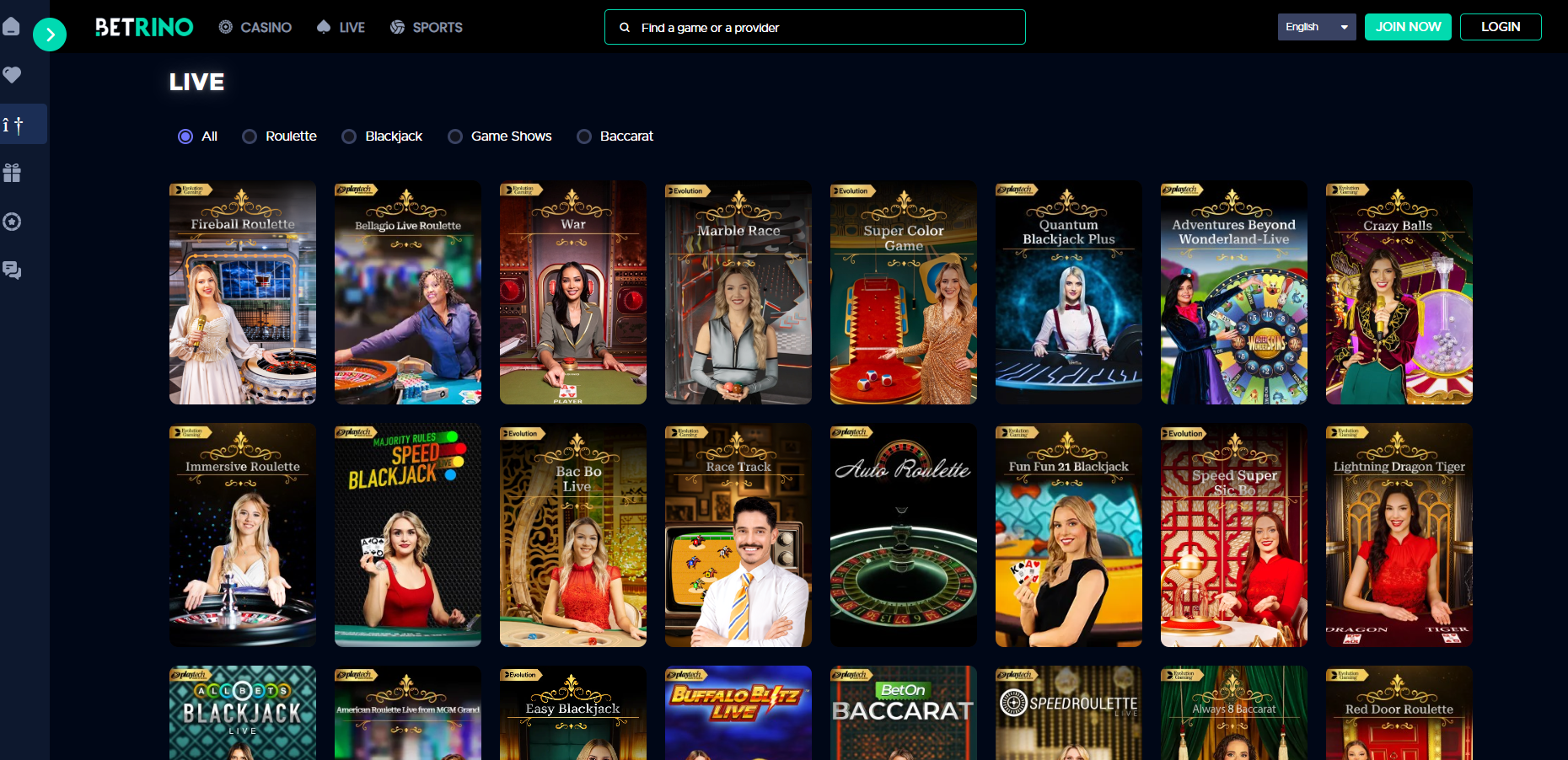 Betrino Live Casino