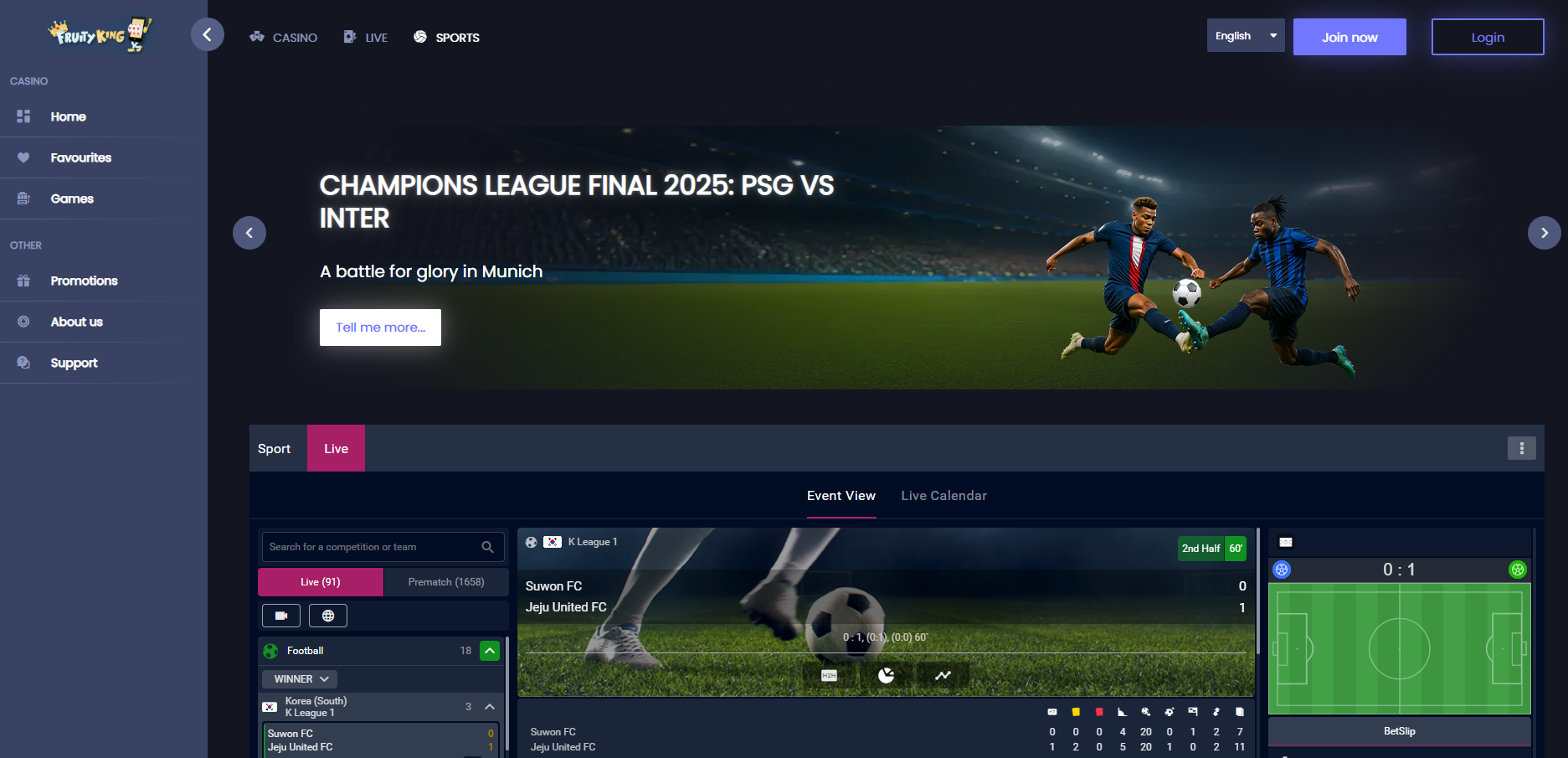 Fruity King Live Betting