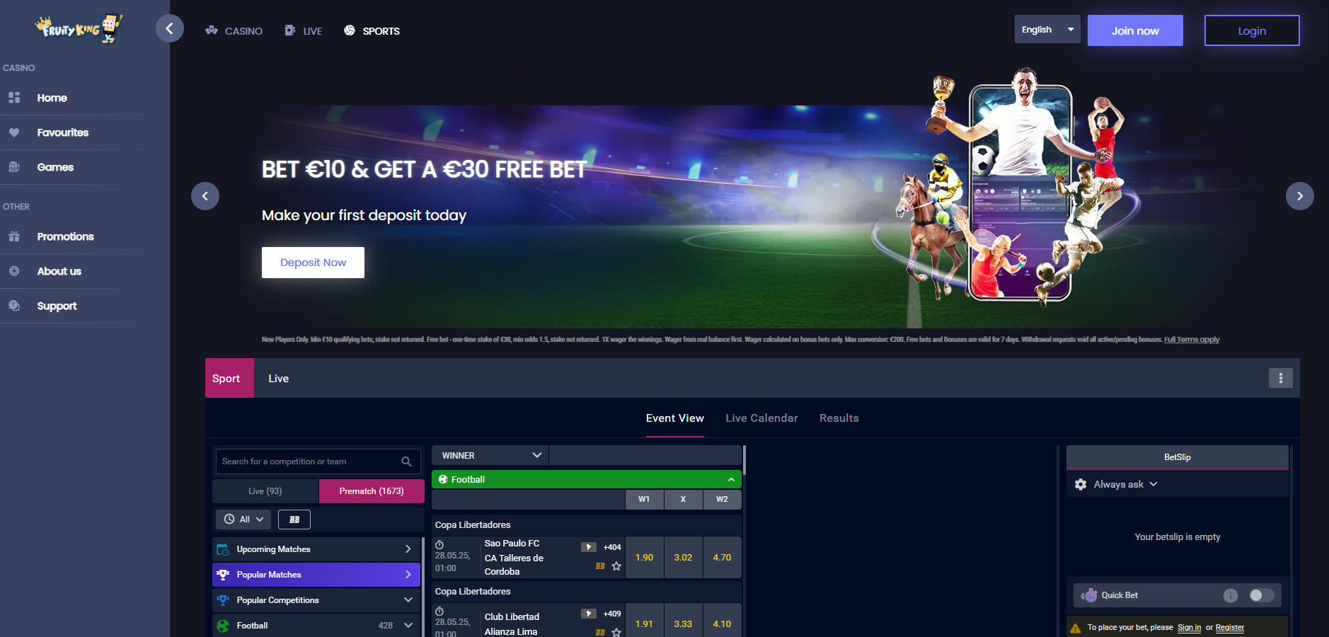 Fruity King Sports Welcome Bonus