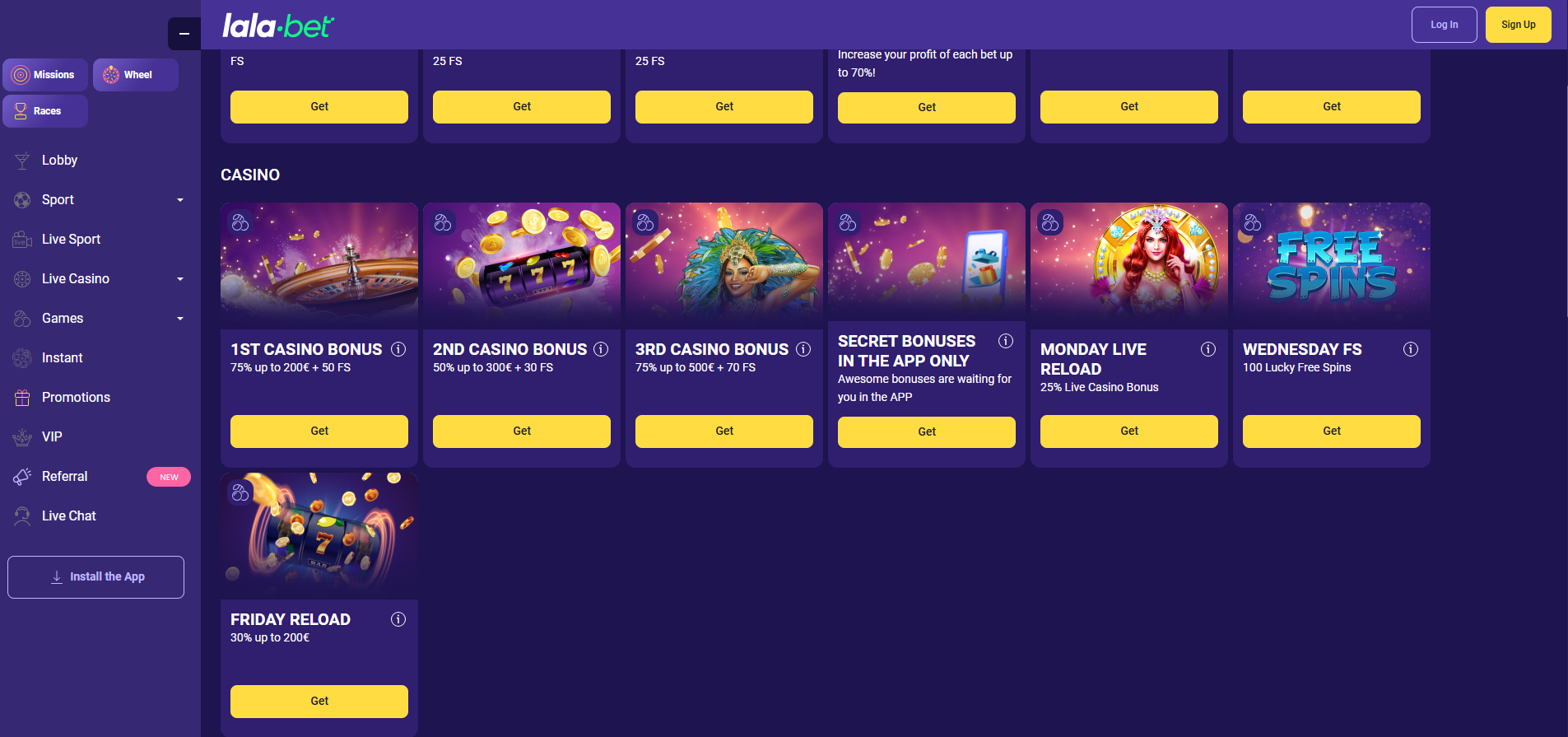 Lala.bet Casino Bonus