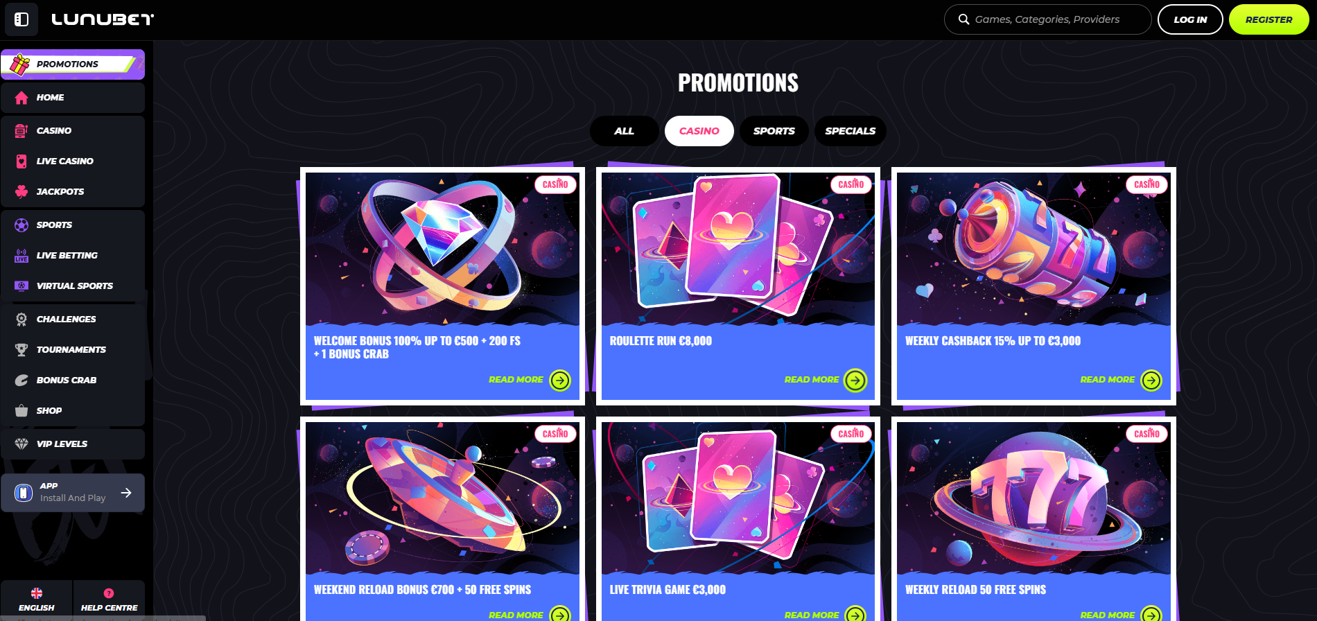 Lunubet Casino Bonus