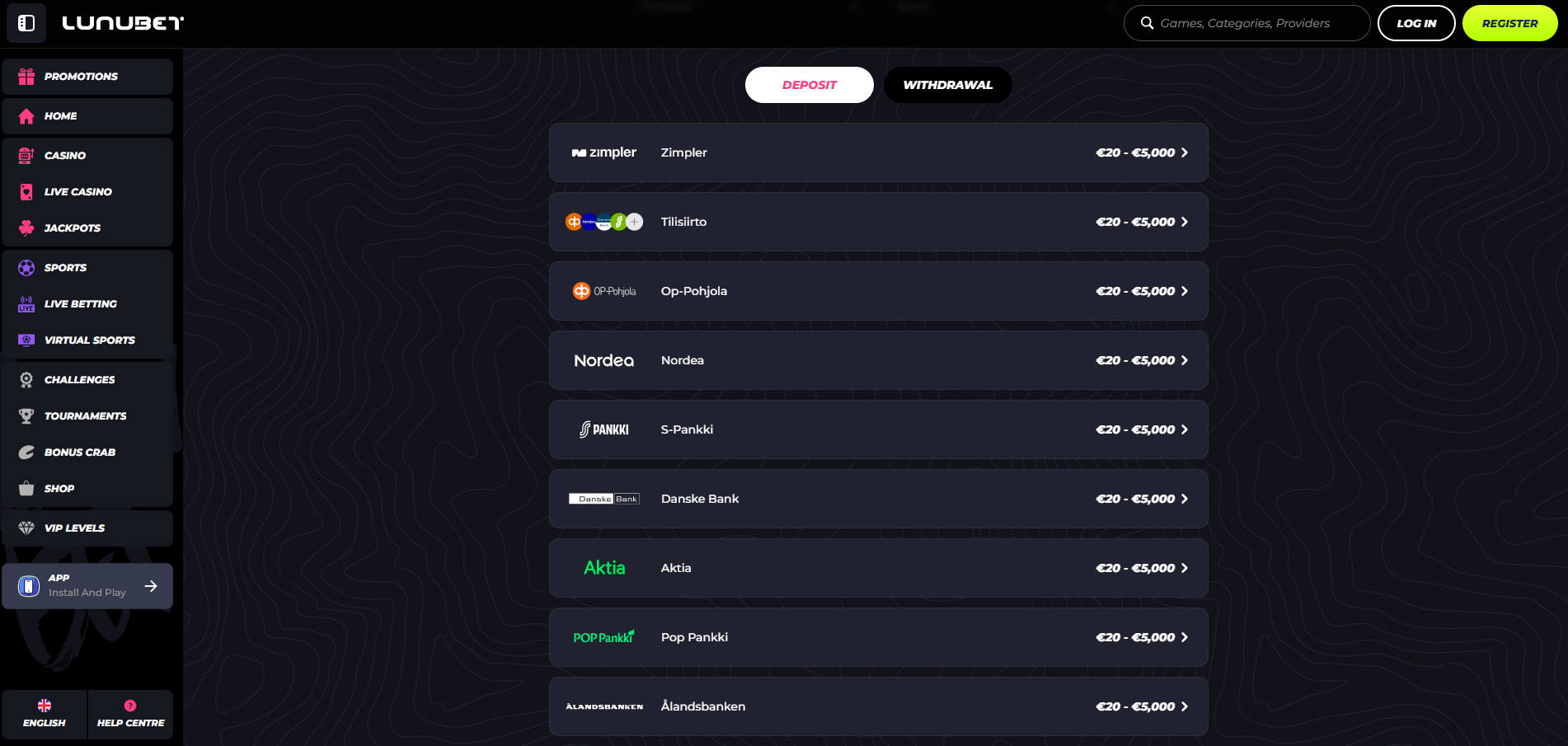 Lunubet Payment Methods