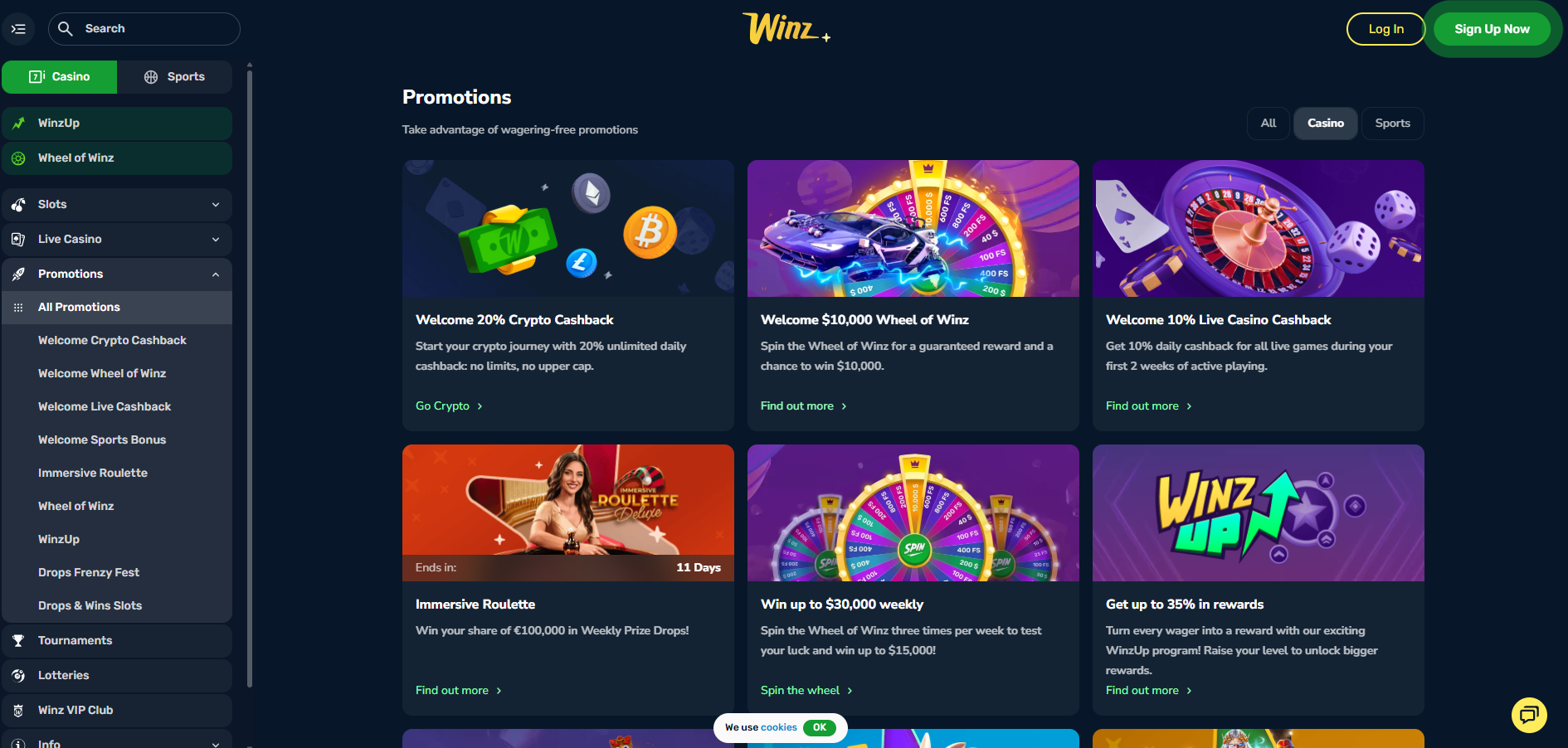 Winz No deposit Casino Promotions