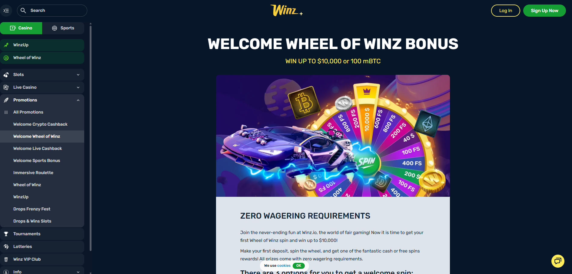 Winz io Casino Welcome Bonus