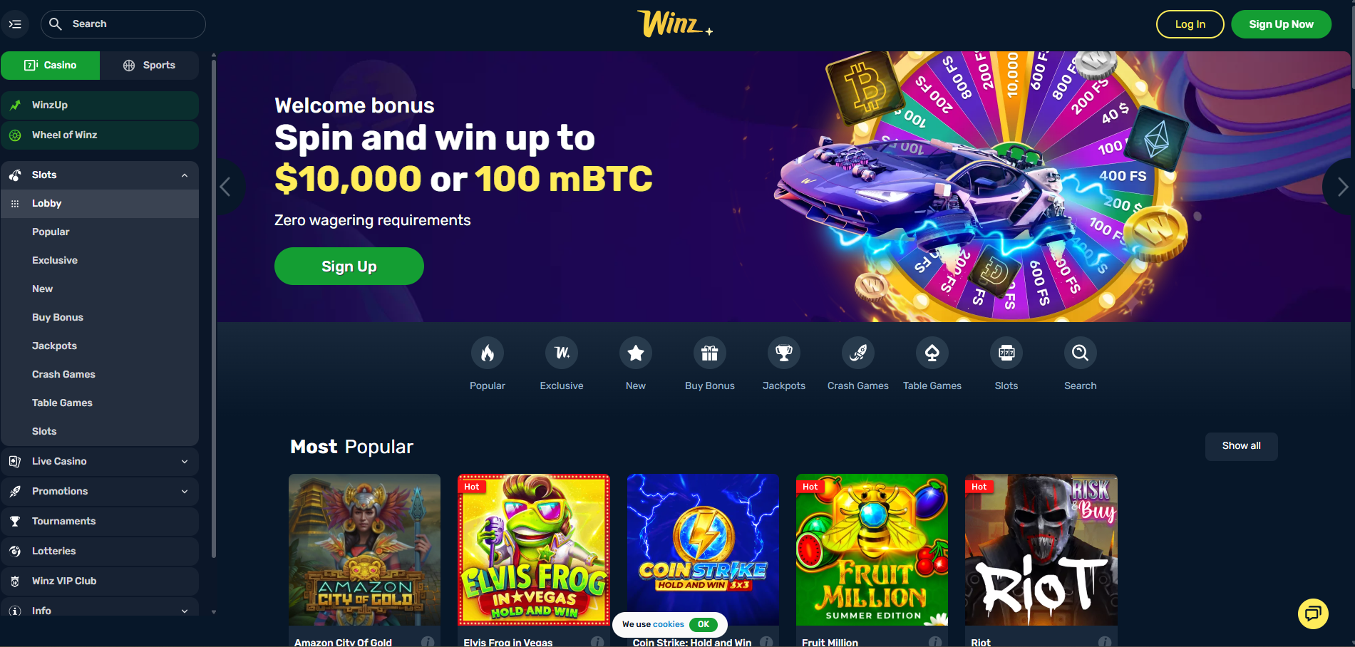 Winz.io Home Page