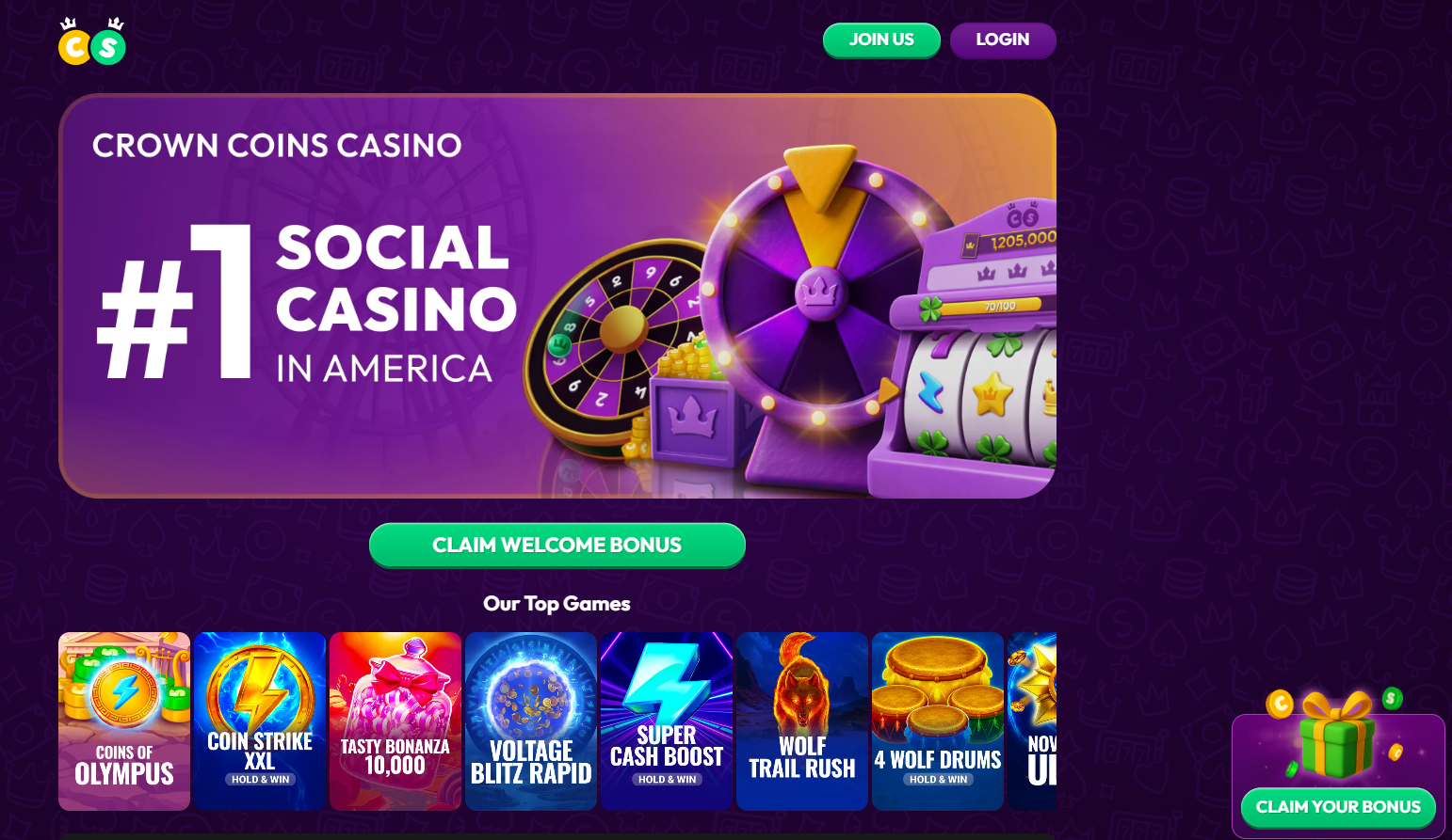 Crown Coins Casino Home Page