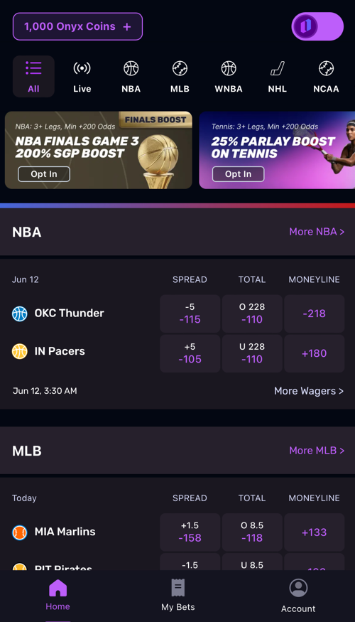 Onyx Odds Mobile Sportsbook