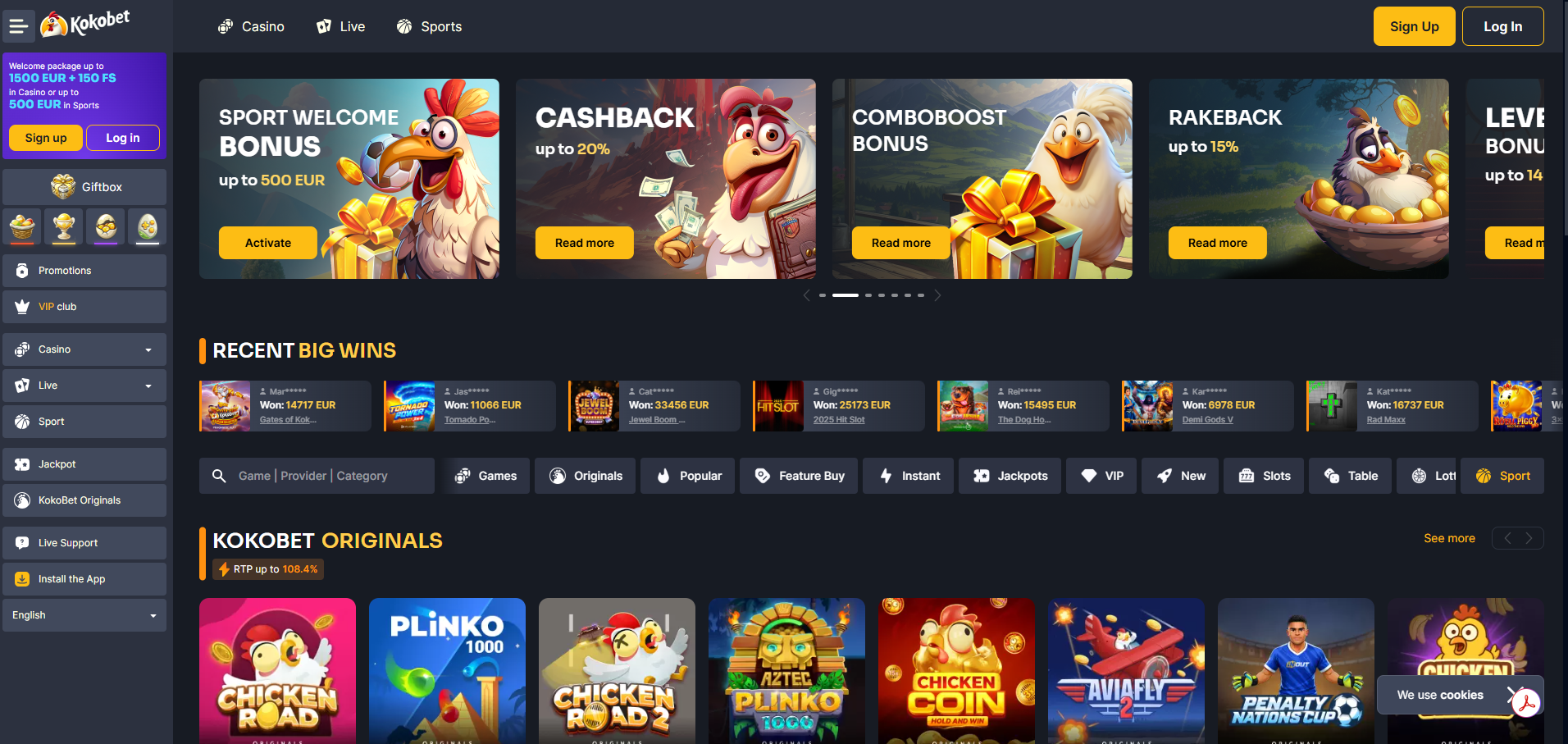 Kokobet Homepage