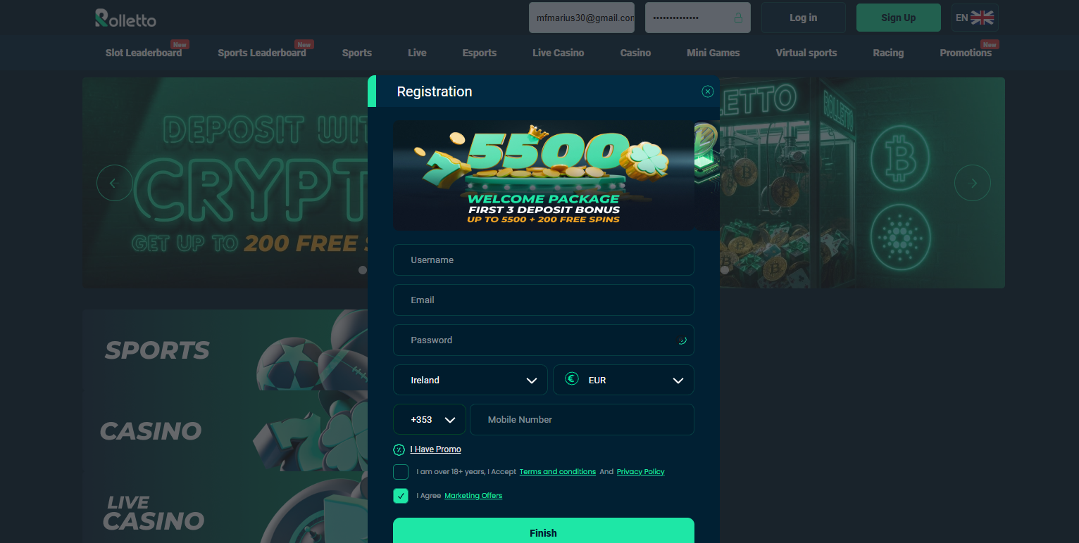 Rolletto Casino Welcome Bonus