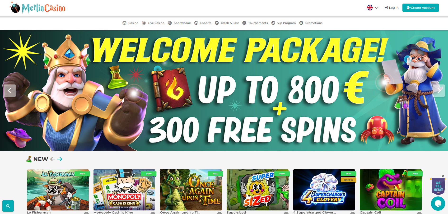 Merlin Casino Home Page
