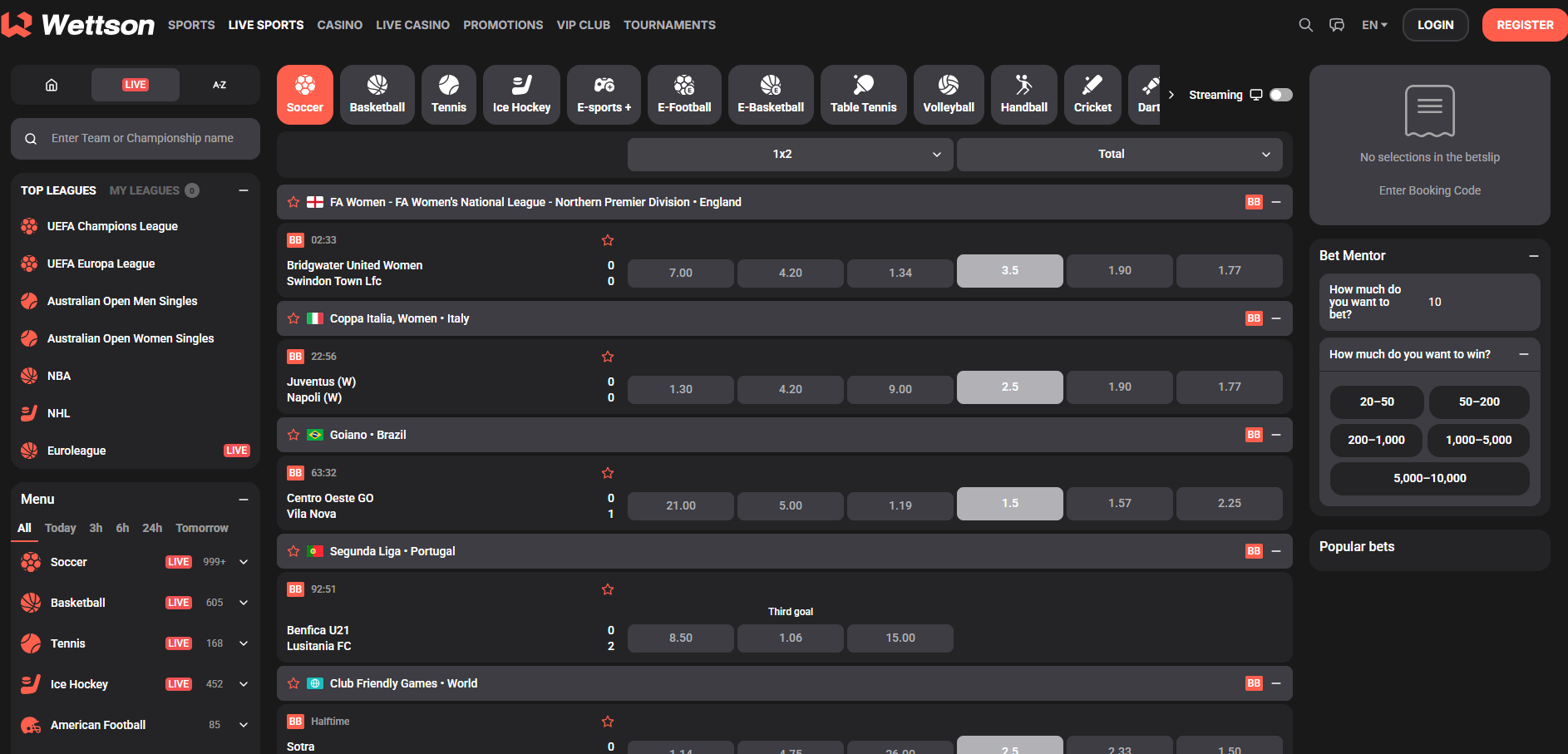 Wettson Live Betting