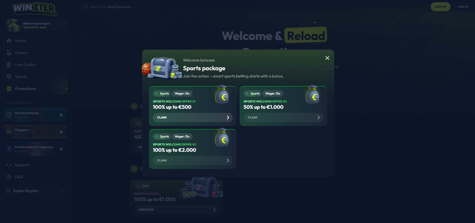 Winzter Sportsbook Welcome Bonus