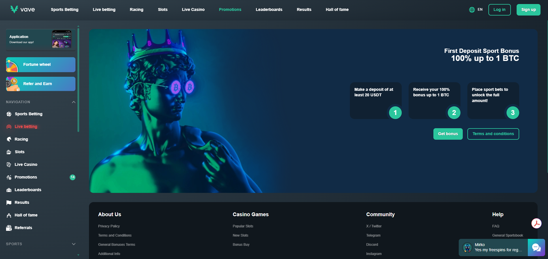 Vave Sportsbook Welcome Bonus