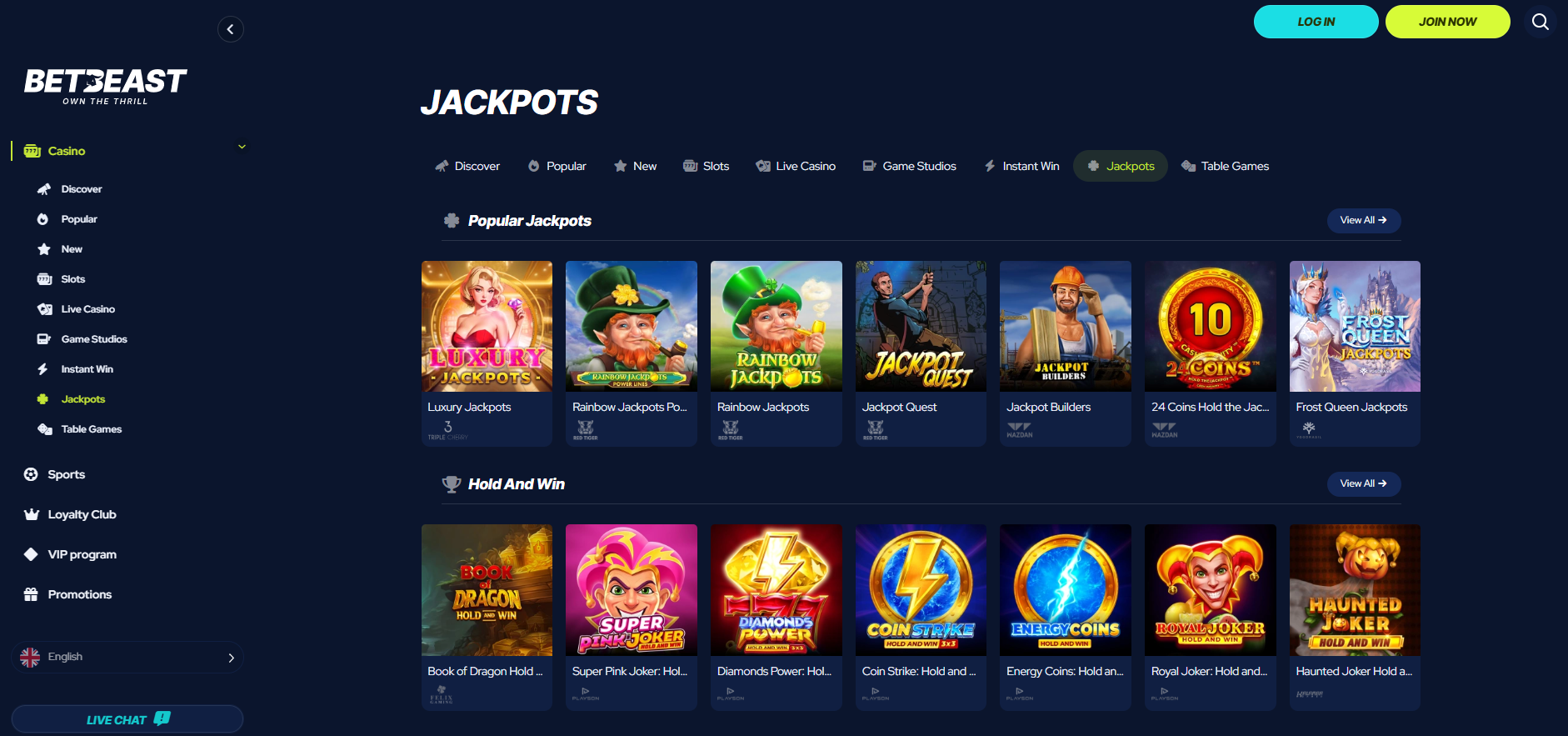 Betbeast Jackpots