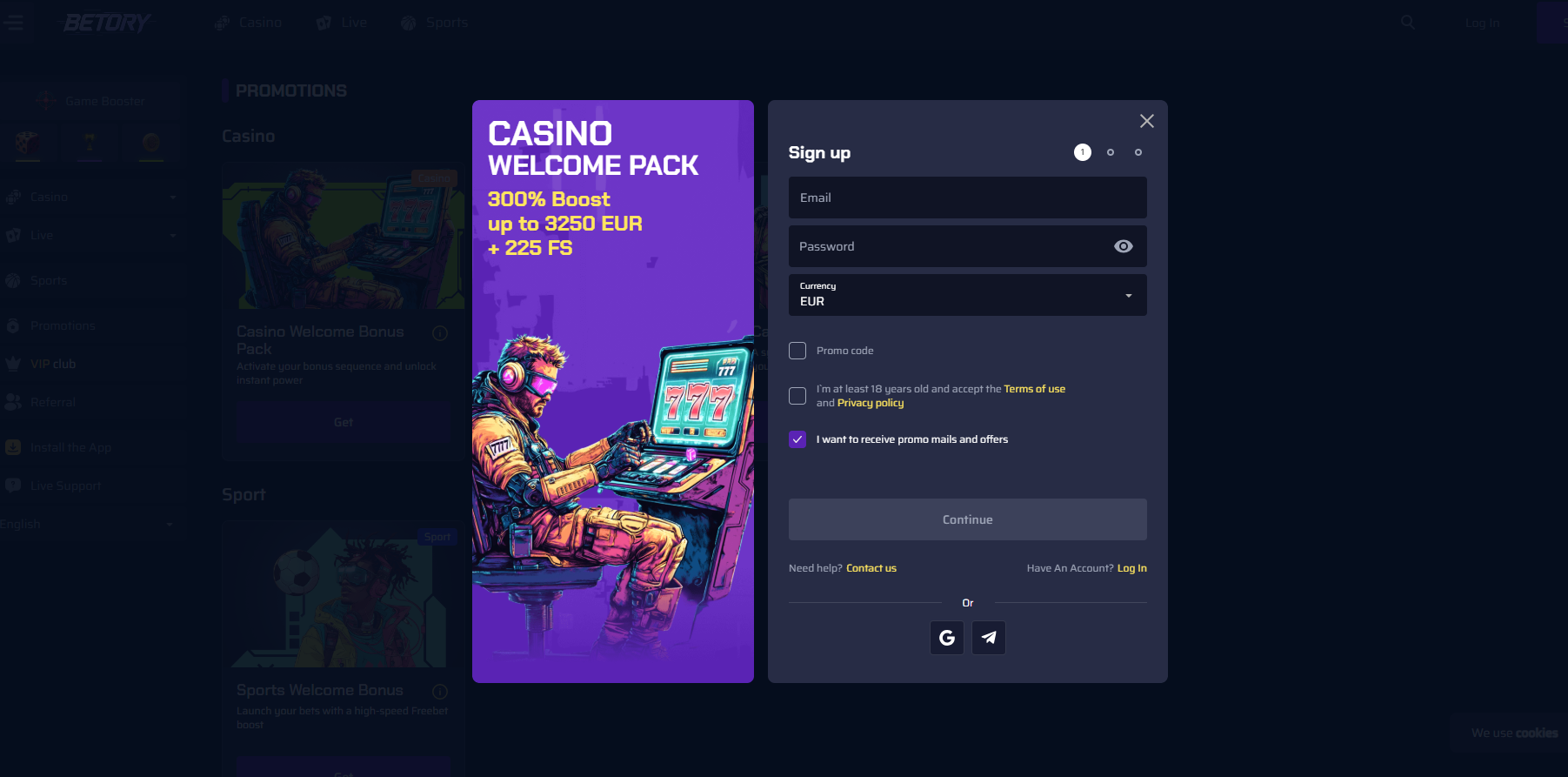 Betory Casino Bonus