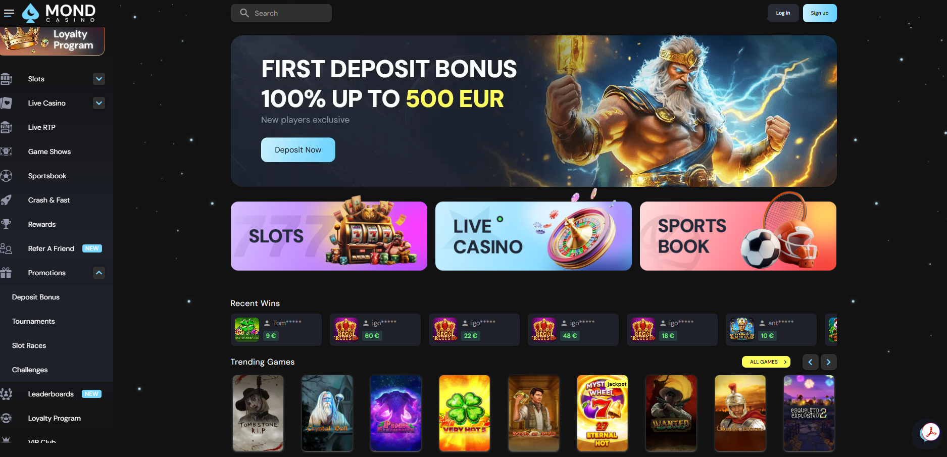MondCasino Home Page