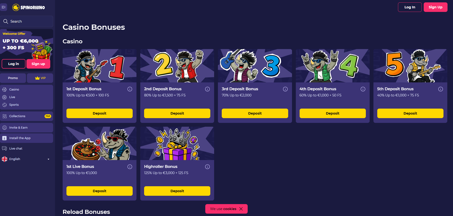 SpinoRhino Casino Bonuses