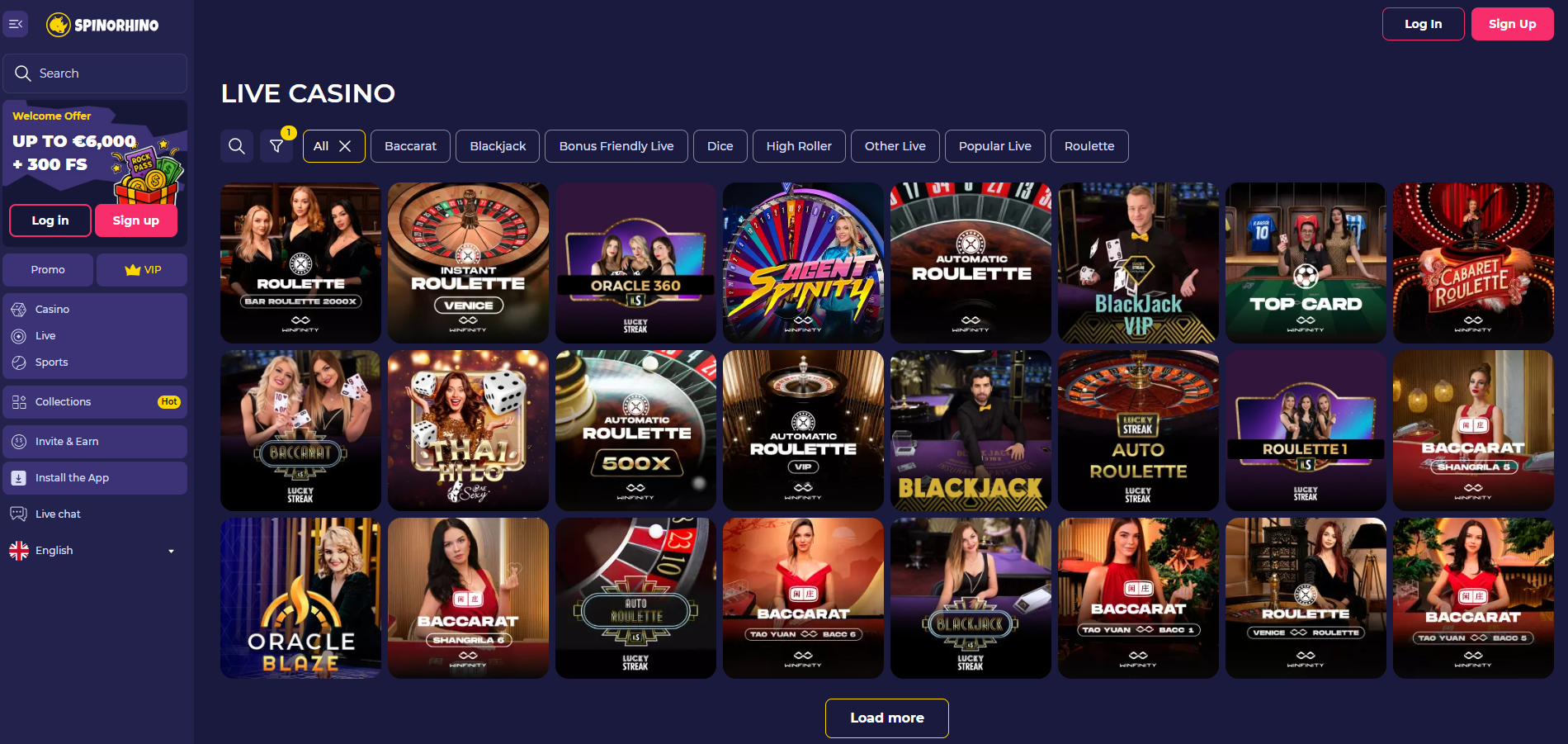 SpinoRhino Live Casino
