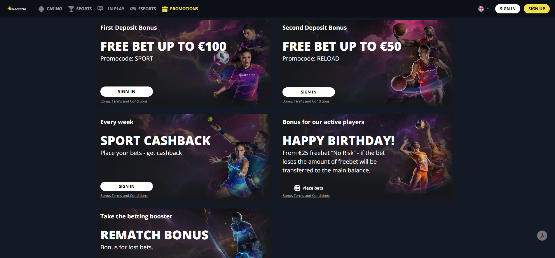 GoldenStar Free Bet