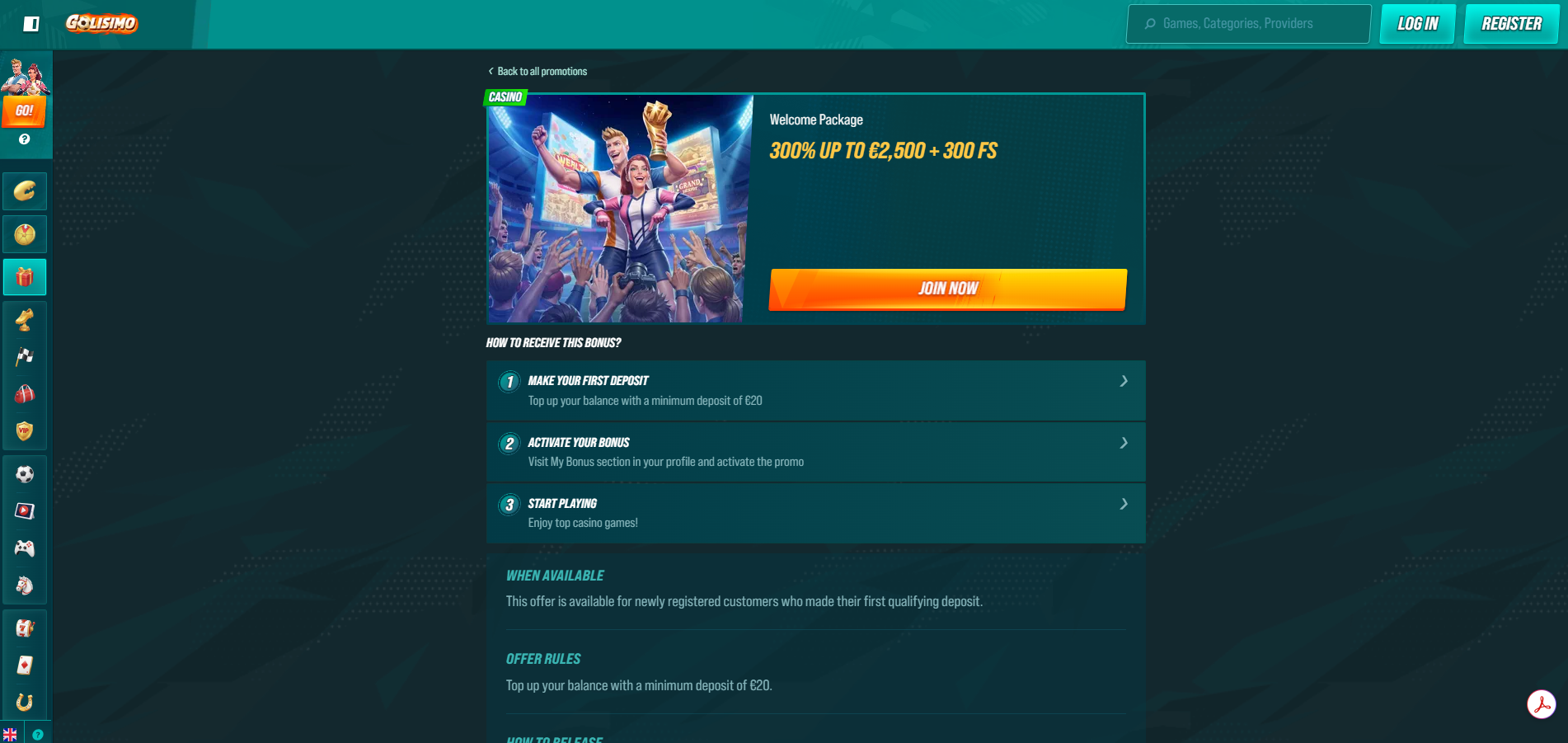 Golisimo Casino Bonus