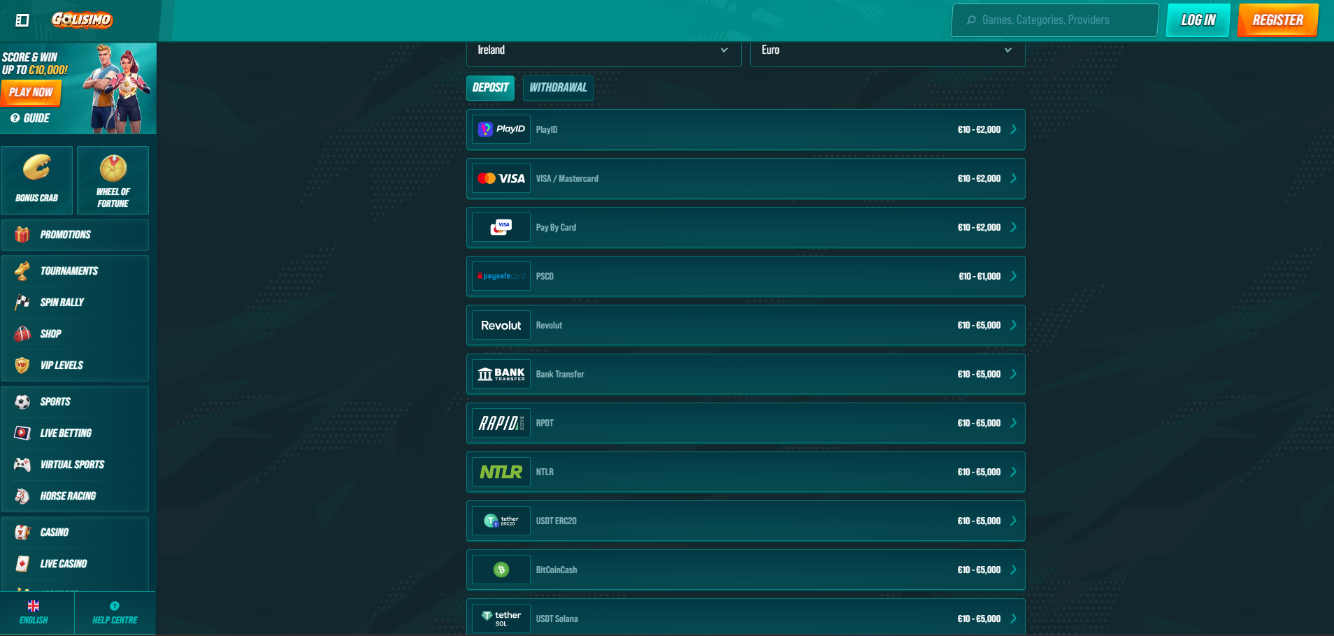 Golisimo Payment Methods
