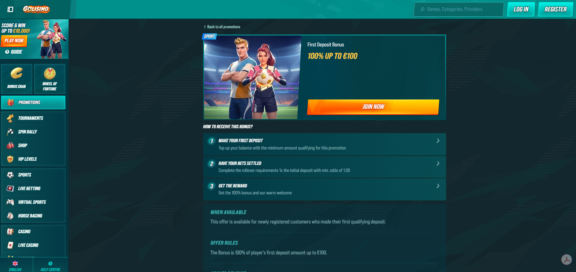 Golisimo Sportsbook Bonus