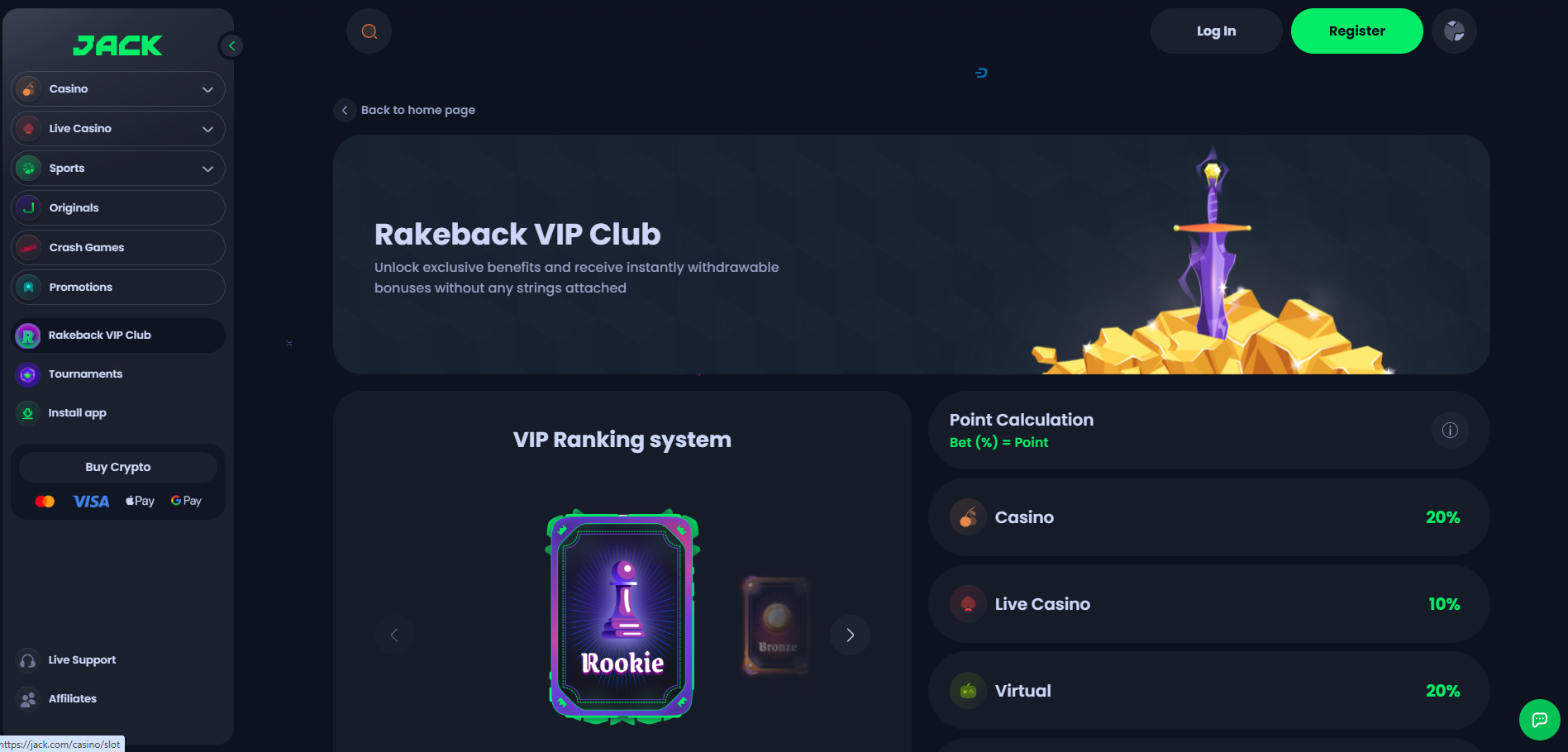 Jack Rakeback VIP Club