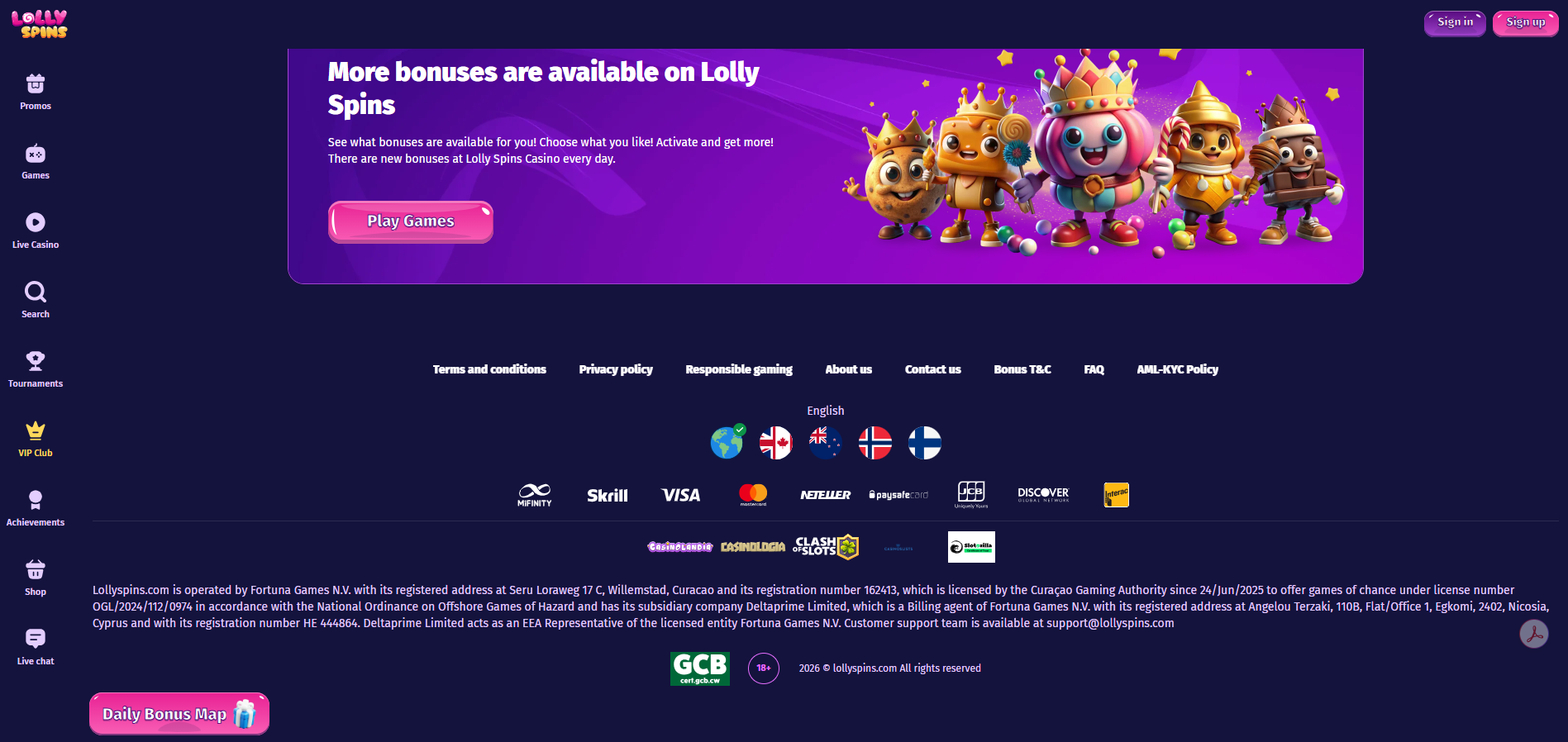LollySpins Payment Methods