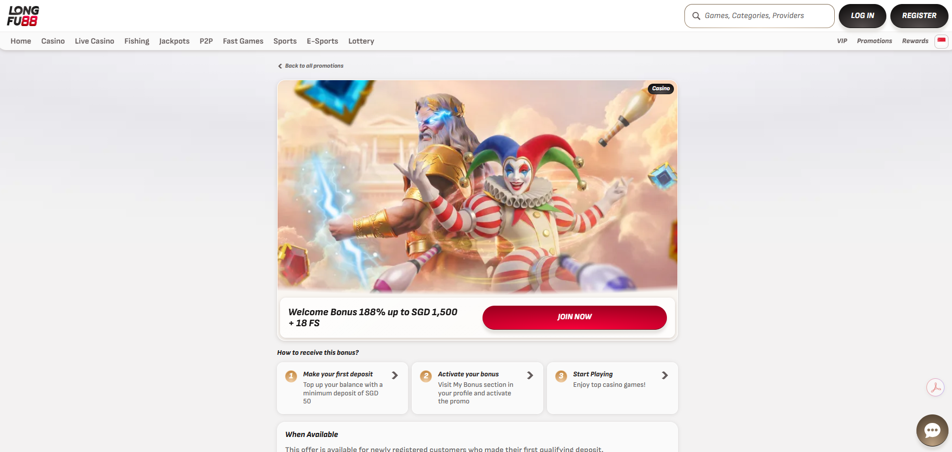 Longfu88 Casino Singapore Bonus