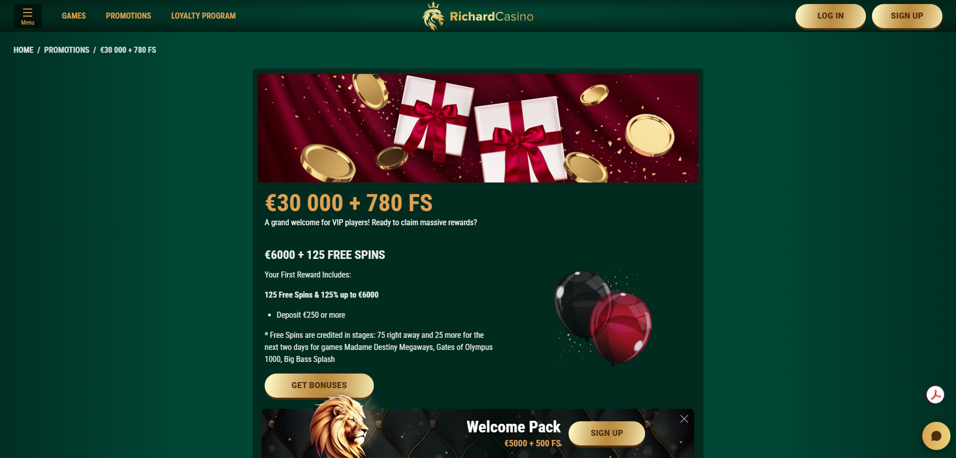 Richard Casino VIP Bonus