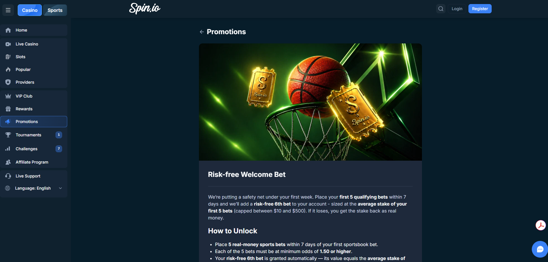 Spin Io Sportsbook Bonus