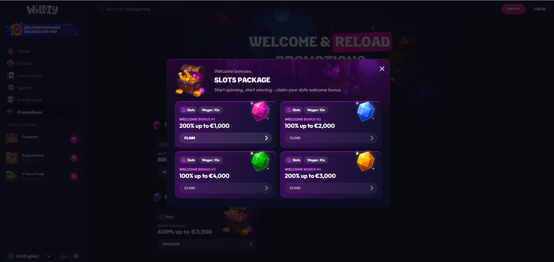 Wildzy Slots Welcome Bonus