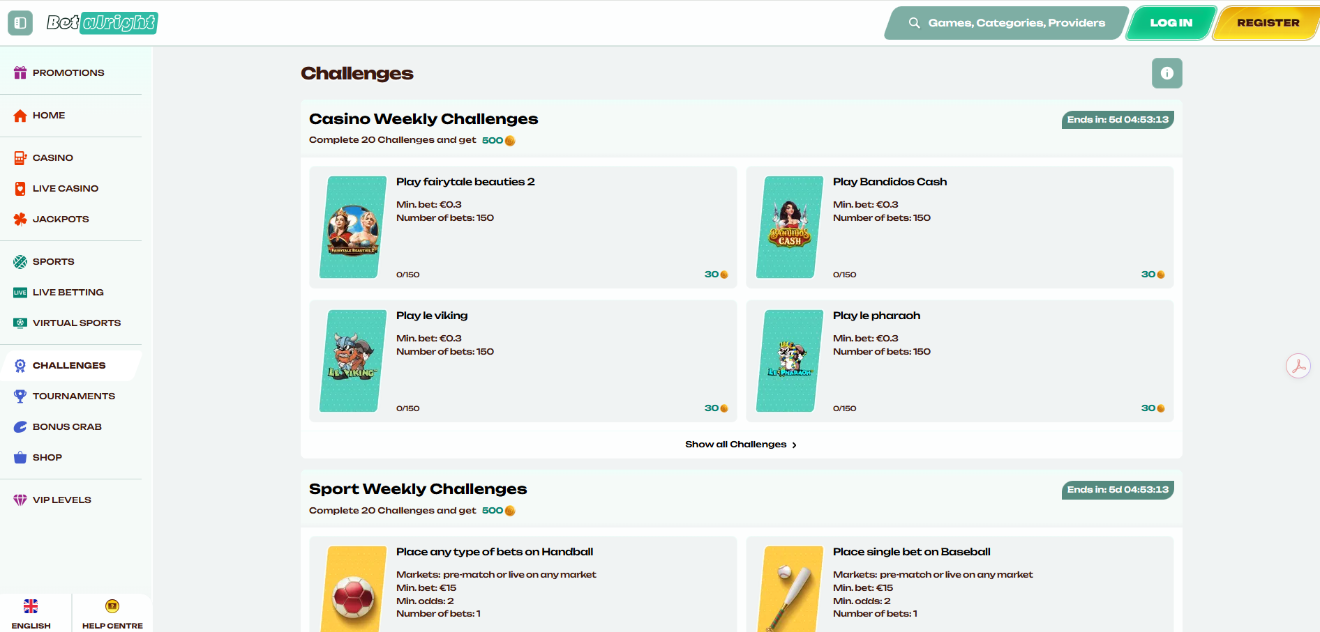 BetAlright Challenges