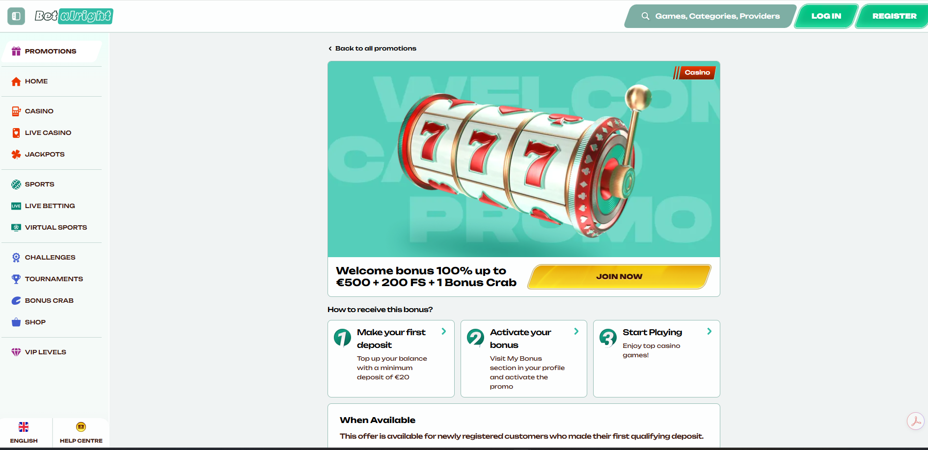 Betalright Casino Bonus