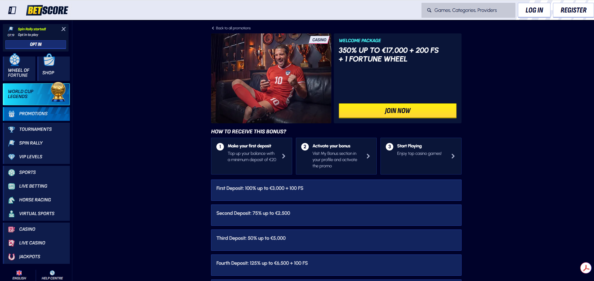 Betscore Casino Bonus